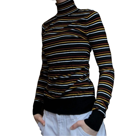 Twik Simons turtleneck sweater black, orange, white, green, stretch, extra small - Picture 5 of 6